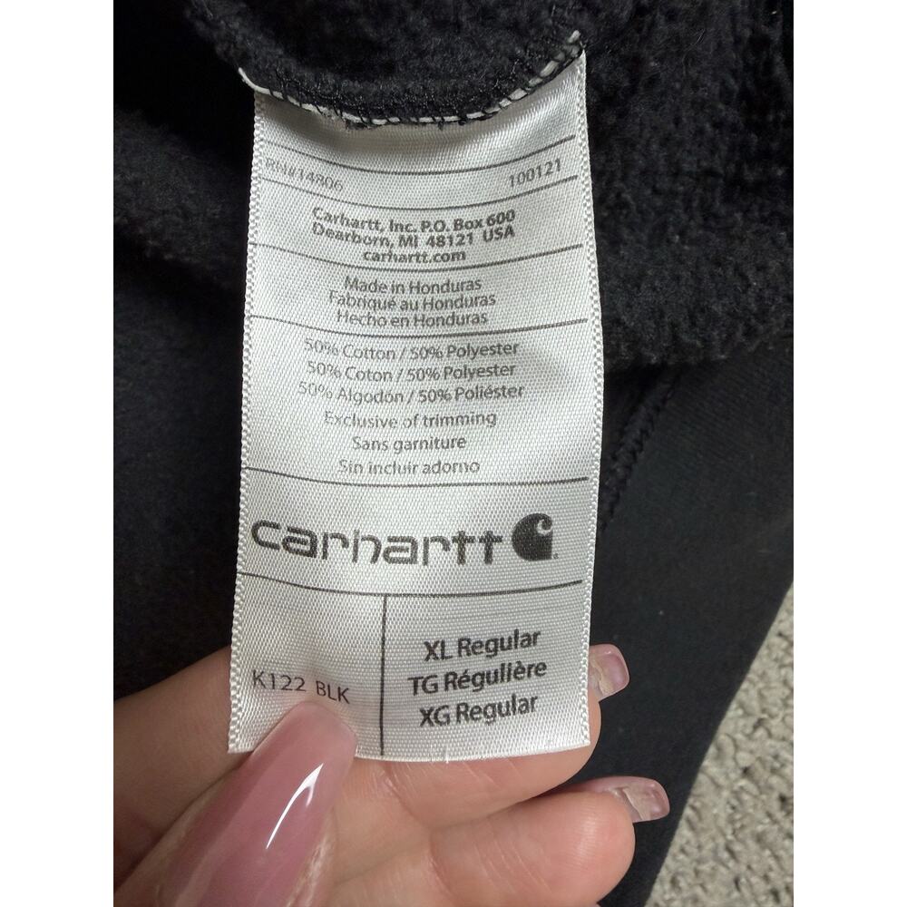 Carhartt Hoodie Mens XL Black Full Zip Hooded Pockets Heavyweight Lined Logo - Picture 5 of 11